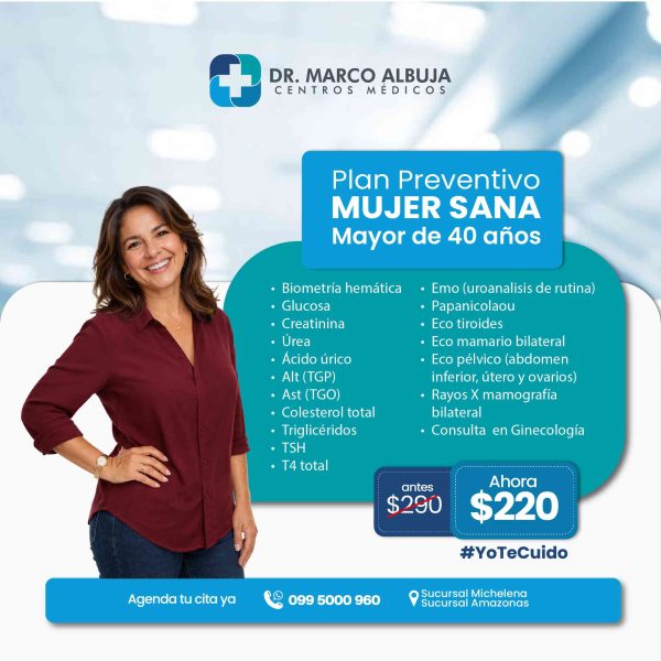 PAQUETE PREVENTIVO MUJER SANA MAYOR DE 40