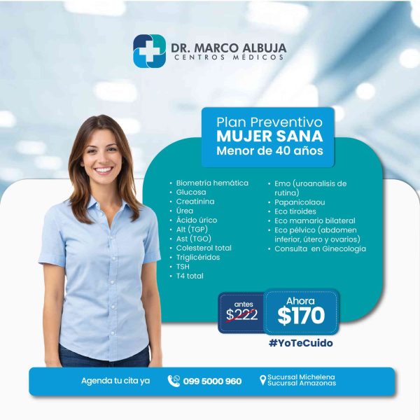 PAQUETE PREVENTIVO MUJER SANA MENOR DE 40