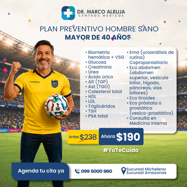 PAQUETE PREVENTIVO HOMBRE SANO MAYOR 40 AÑOS