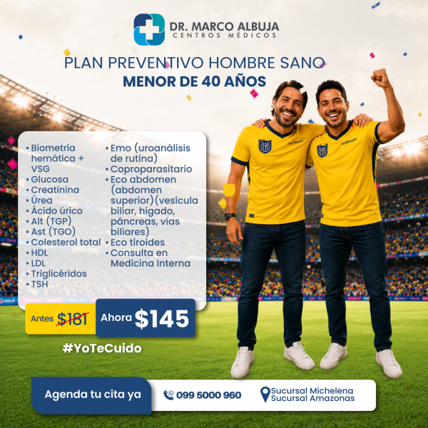 PAQUETE PREVENTIVO HOMBRE SANO MENOR 40 AÑOS