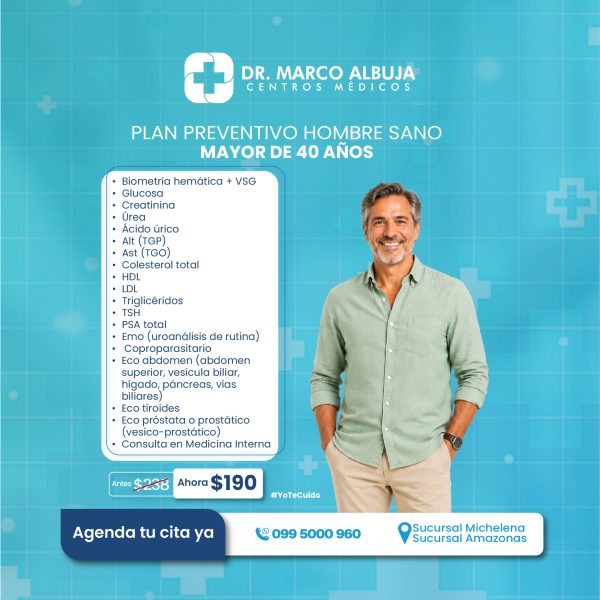 PAQUETE PREVENTIVO HOMBRE SANO MAYOR 40 AÑOS