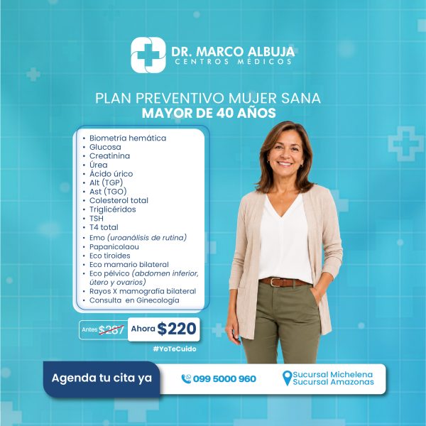 PAQUETE PREVENTIVO MUJER SANA MAYOR DE 40